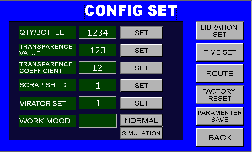 parameter screen